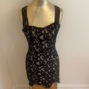 Black Lace Rehab Mini Dress NWT